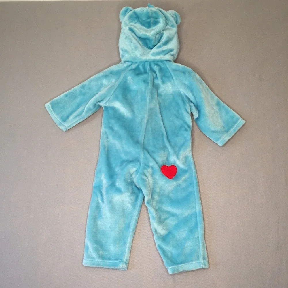 Care Bears Costume Kids 1-2 Years Blue Champ‎ Bear Hooded Fleece Vintage 2004